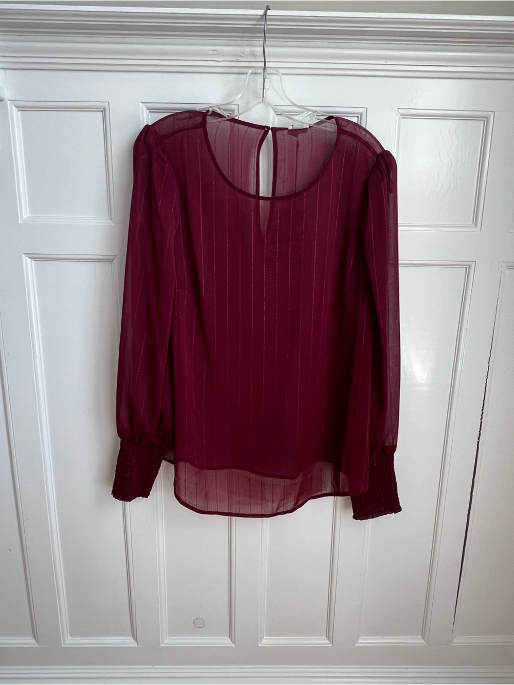Target Burgundy Sheer Long-Sleeve Blouse